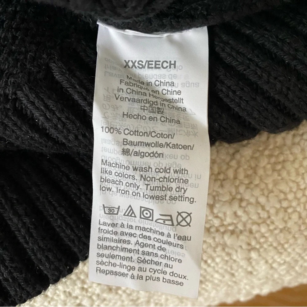 J.Crew Black Mockneck center cable-knit sweater size XXS